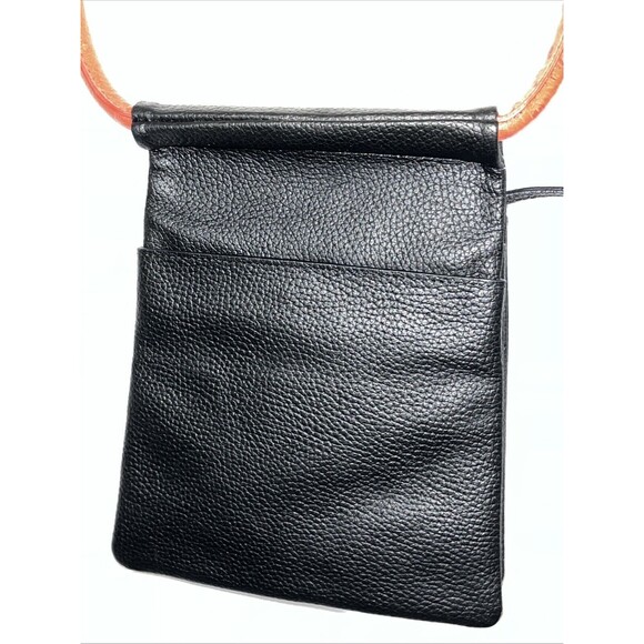 Vachet-Ta Italy Black Pebbled Leather Crossbody Bag Purse Unique Design - Picture 2 of 9